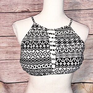 Collections By Catalina Black and White High Neck Bikini Top Size L